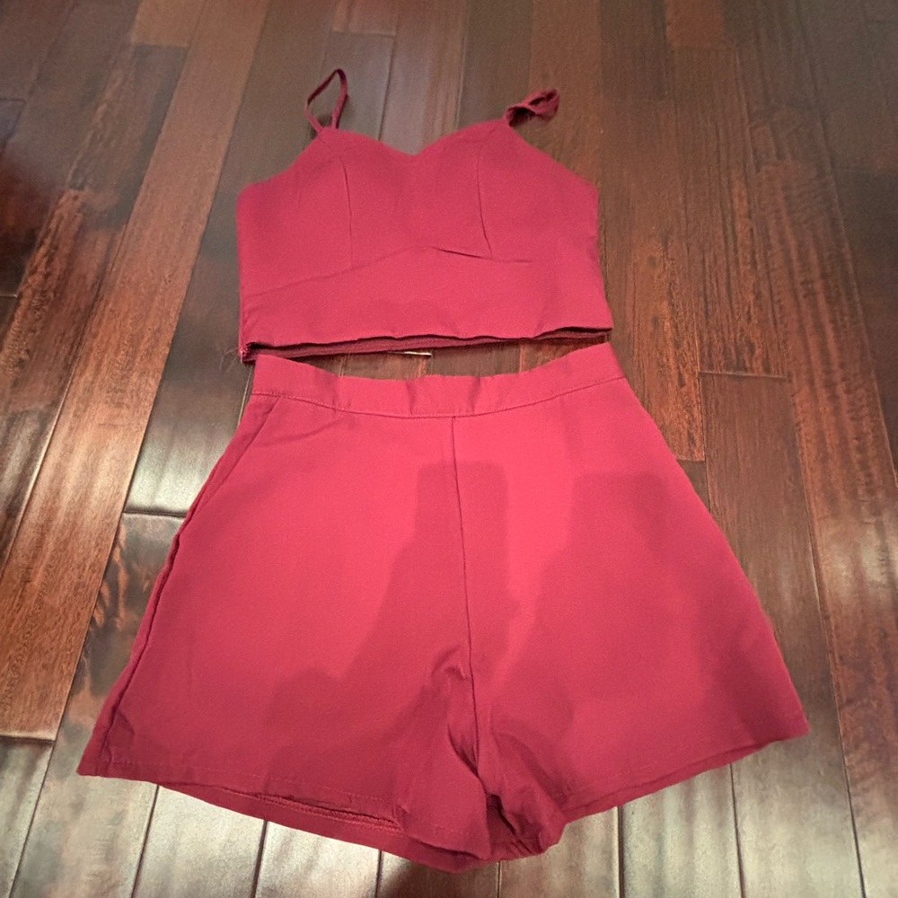 NWOT: Dark Red Tank Top and Shorts Matching Set